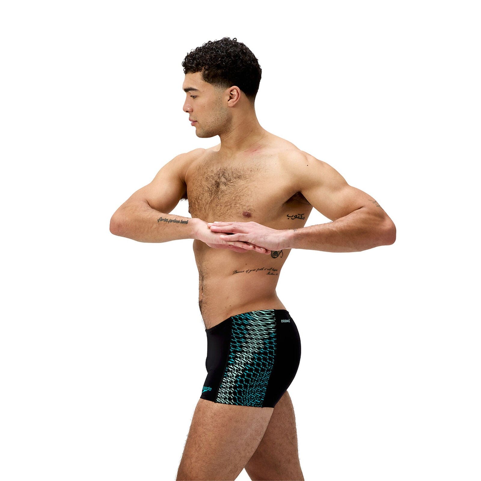 Speedo Speedo Mens Endurance+ Tech Panel Aquashort - Black/Turquoise Gem Speedo Mens Endurance+ Tech Panel Aquashort - Black/Turquoise Gem Splash Swimwear Mens