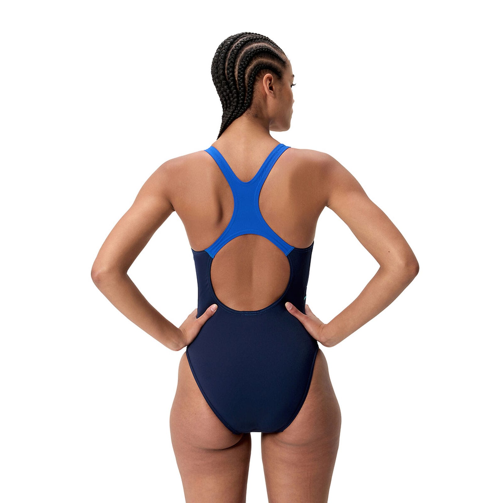 Speedo Speedo Womens Medley Logo One Piece - Navy/Blue Speedo Muscleback One Piece - Hyperboom/Navy/Orchid Splash Swimwear One Pieces