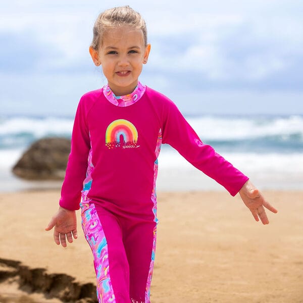 Speedo Toddler Girls All-In-One Rainbow Sun Suit Speedo Toddler Eco Zippy Rash Vest - Tou Tou Splash Swimwear kids