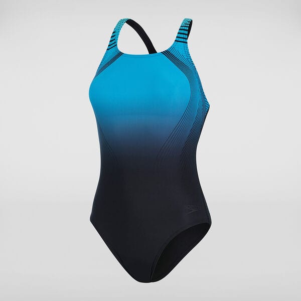 Womens Digital Placement One Piece - Black/Pool - Speedo - Splash Swimwear  - B1G1, chlorine resist, new arrivals, new swim, Nov22, One Pieces, speedo, Speedo Womens, womens speedo - Splash Swimwear 