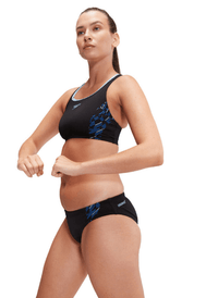 Speedo Womens Placement 2 Piece - Black/Cobalt Speedo Womens Placement Muscleback Splash Swimwear Bikini Tops