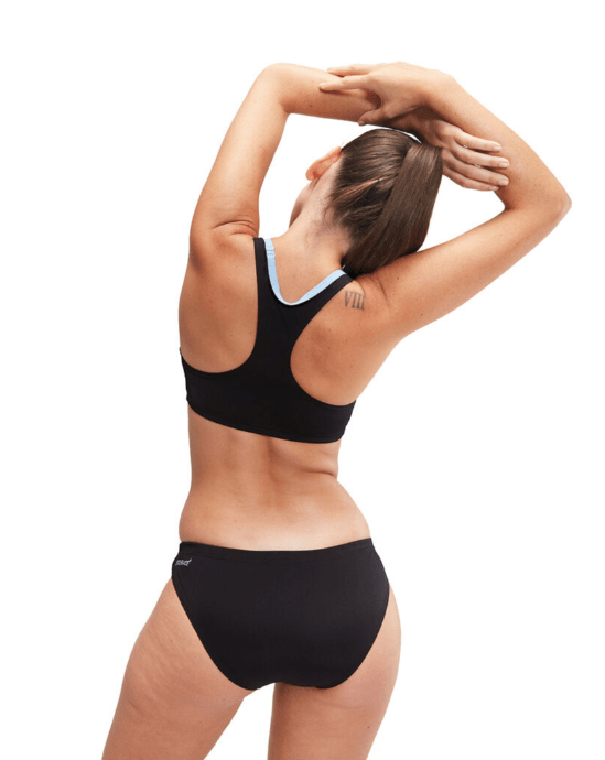 Speedo Womens Placement 2 Piece - Black/Cobalt Speedo Womens Placement Muscleback Splash Swimwear Bikini Tops