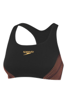 Speedo Womens Placement Bikini Top - Orange/Black Splash Swimwear Bikini Tops