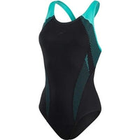 Speedo Womens Plastisol Laneback 8-11389A274 Splash Swimwear One Pieces Black/Turquoise / 8 5053744689906