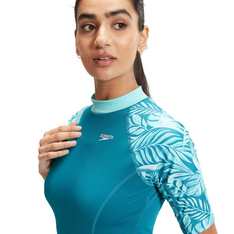 Speedo Womens Printed Short Sleeve Rash Top Speedo Womens Printed Short Sleeve Rash Top Splash Swimwear