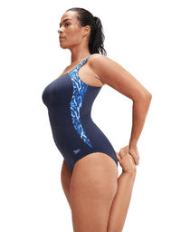 Speedo Womens Shaping Lunalustre Printed One Piece - Pure Blue/Cobalt/Curious Blue Speedo Womens Shaping Lunalustre Printed One Piece - Pure Blue/Cobalt/Curious Blue Splash Swimwear