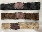 Splash Swimwear Belts Braided Beaded Wooden Stretch Belt