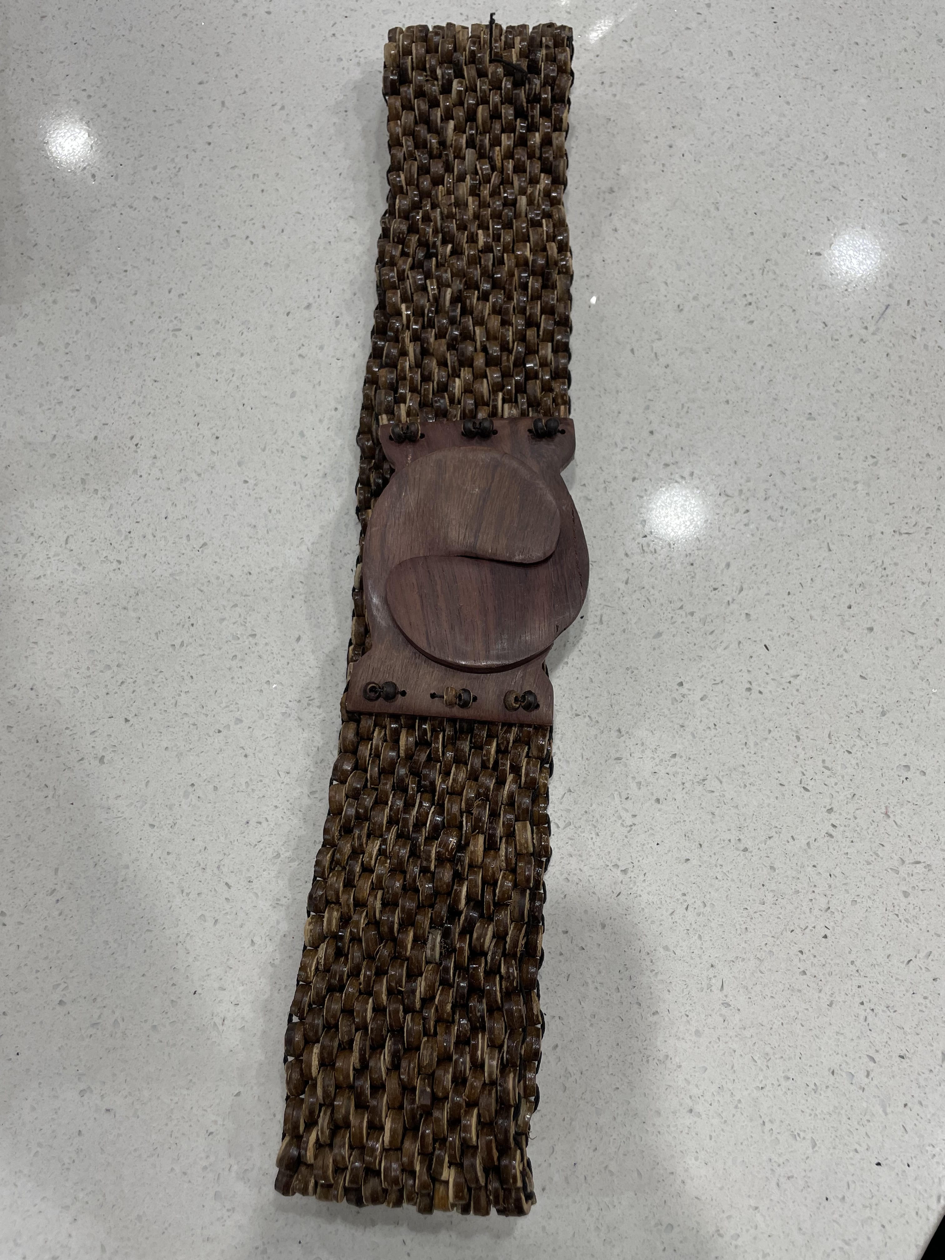 Splash Swimwear Braided Beaded Wooden Stretch Belt Splash Swimwear Belts Brown 1000019596
