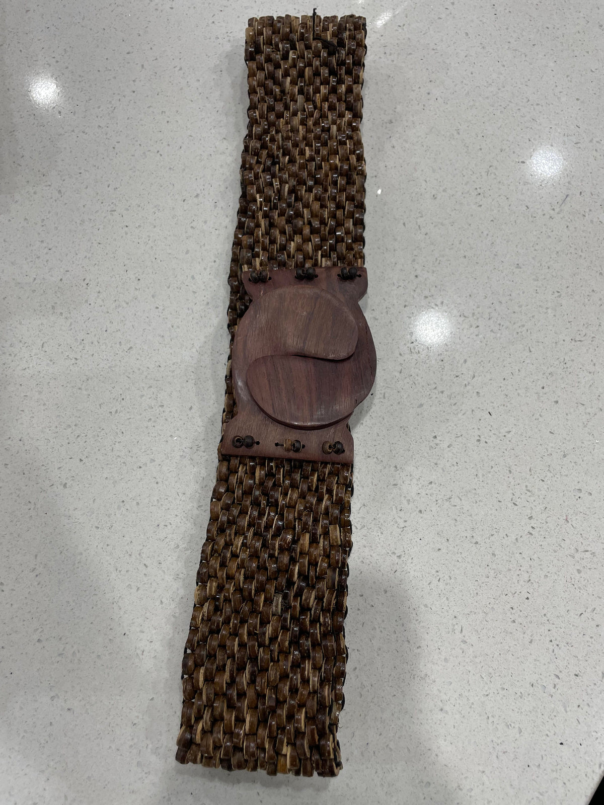 Splash Swimwear Braided Beaded Wooden Stretch Belt Splash Swimwear Belts Brown 1000019596
