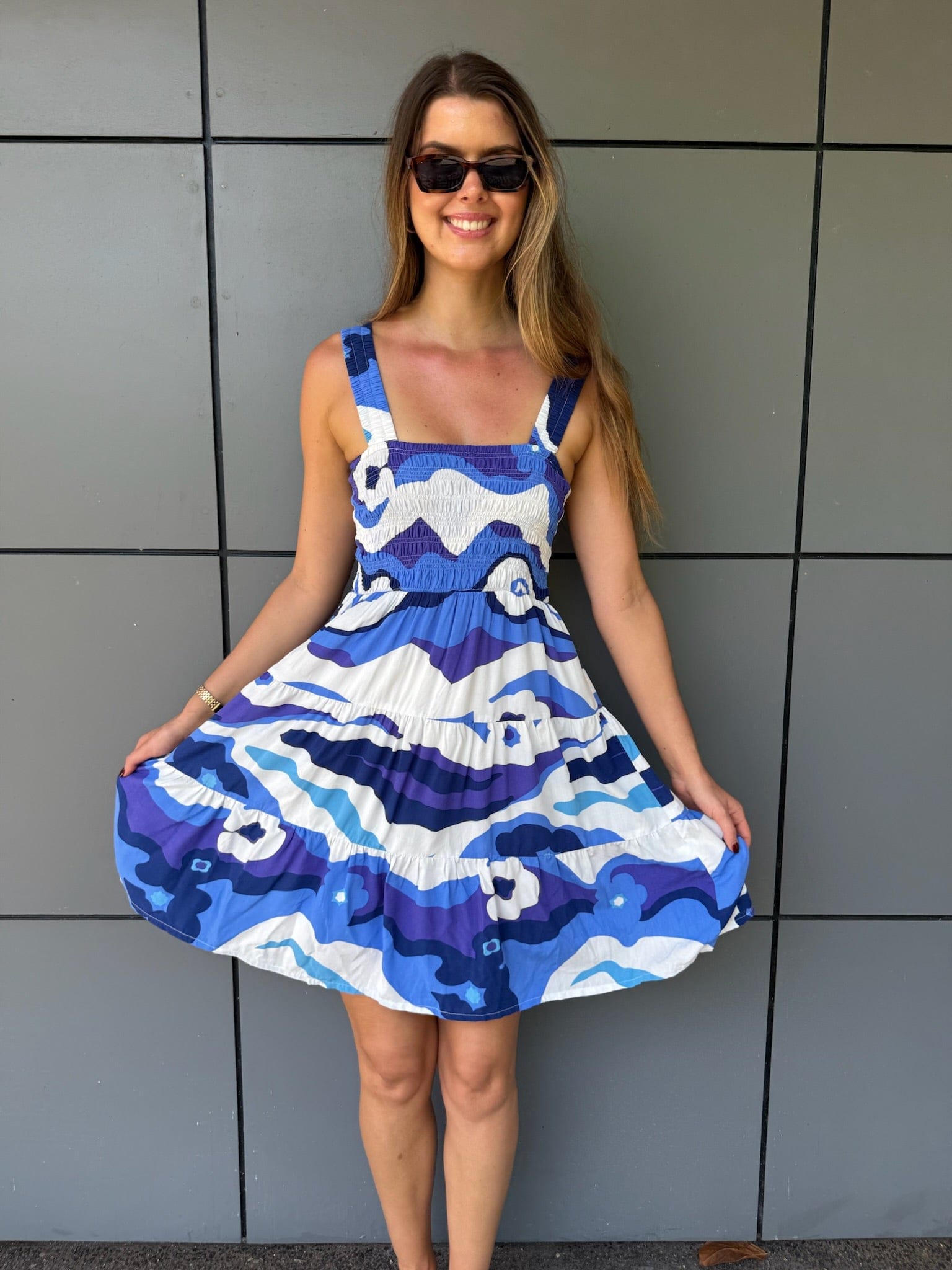 Splash Swimwear  Elcee Retro Flowers Mini Dress Elcee Retro Flowers Mini Dress Splash Swimwear