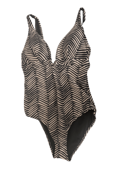 Splash Swimwear  Tidal Wave Longline Ring Front Swimsuit M895TDW Baku Tidal Wave Longline Ring Front Swimsuit Splash Swimwear Black/ Tan / 8 9336586955764