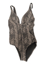 Splash Swimwear  Tidal Wave Longline Ring Front Swimsuit M895TDW Baku Tidal Wave Longline Ring Front Swimsuit Splash Swimwear Black/ Tan / 8 9336586955764