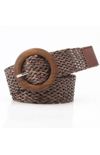 Splash Swimwear Belts Brown Woven Belt with Wooden Buckle