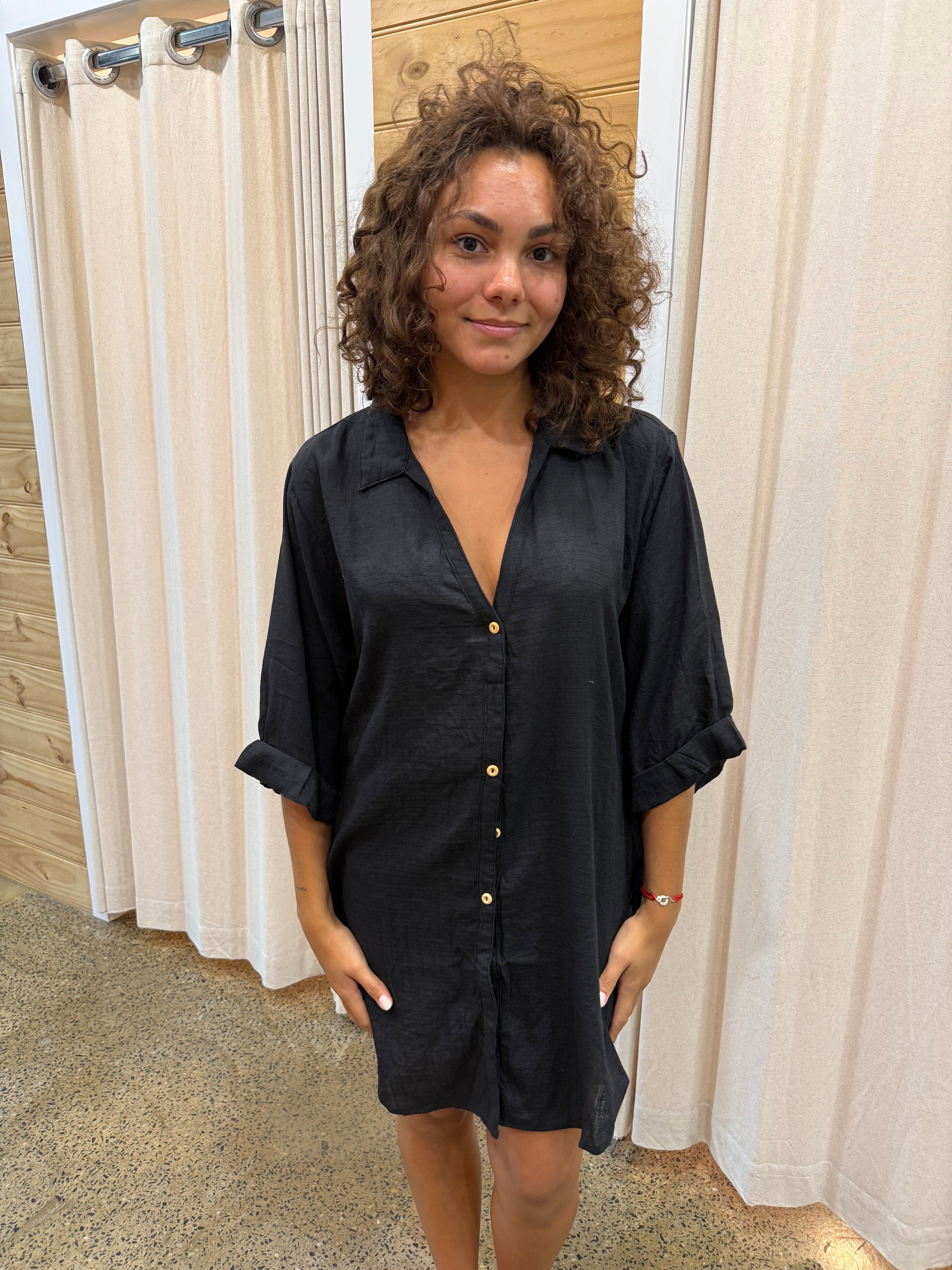 Style Box Lorraine Tie Side Shirt 03190087-1 Lorraine Tie Side Shirt Splash Swimwear Black / S/M 1000022738