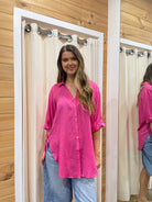 Style Box Lorraine Tie Side Shirt 03190087-1 Lorraine Tie Side Shirt Splash Swimwear Fuchsia / S/M 1000024839