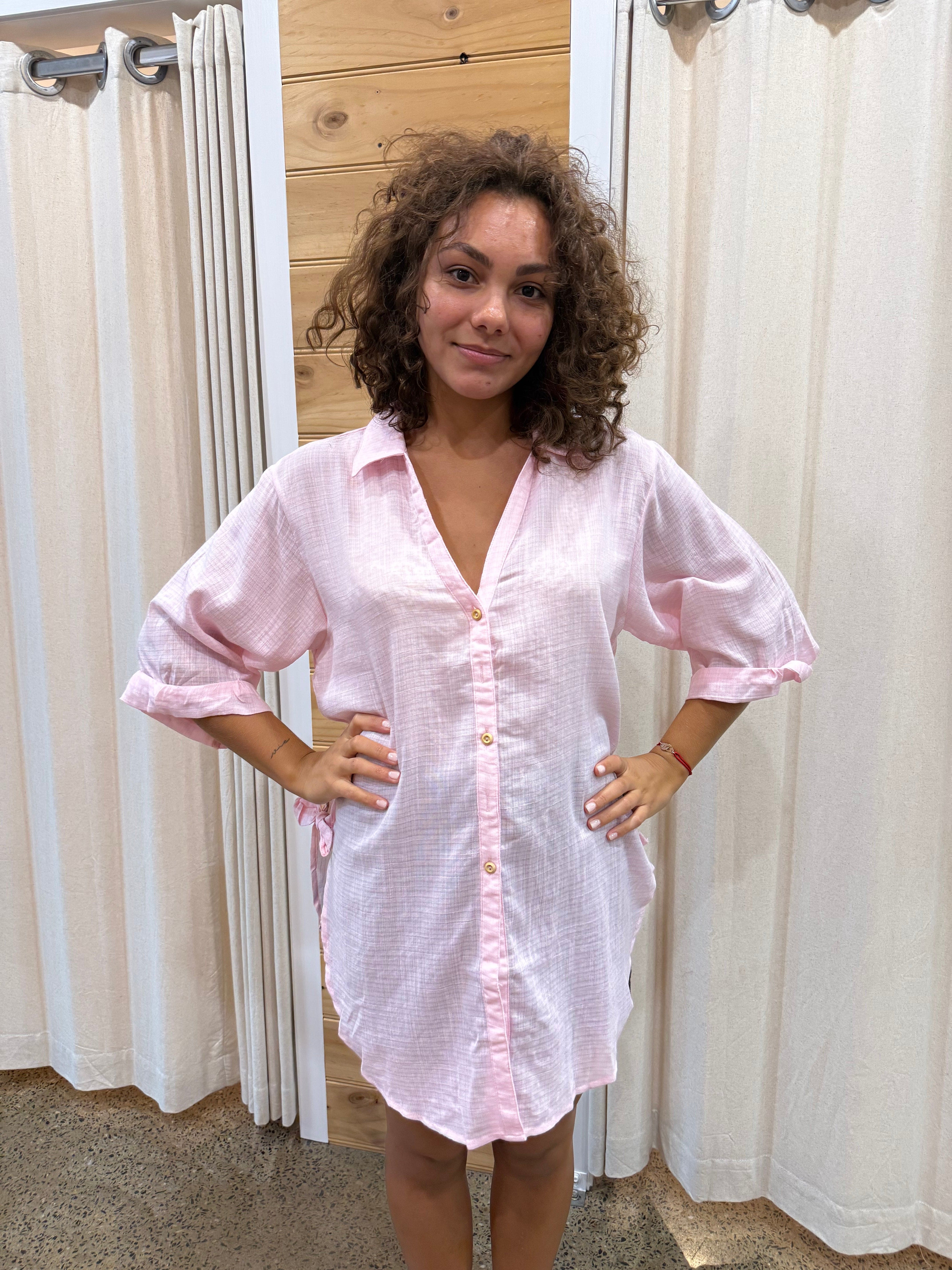 Style Box Lorraine Tie Side Shirt Lorraine Tie Side Shirt Splash Swimwear Light Pink / S/M 1000027683