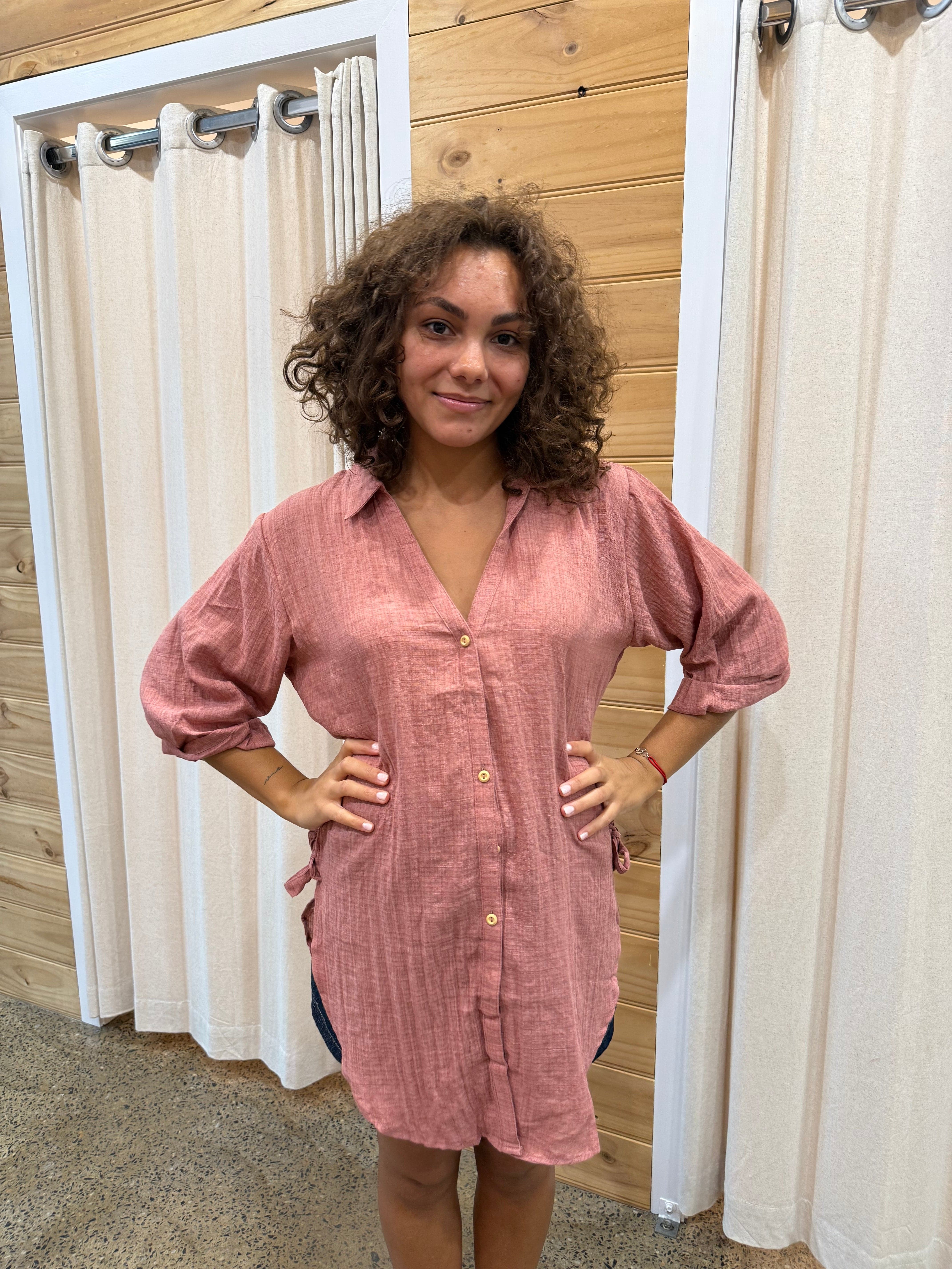 Style Box Lorraine Tie Side Shirt Lorraine Tie Side Shirt Splash Swimwear Rose / S/M 1000027680