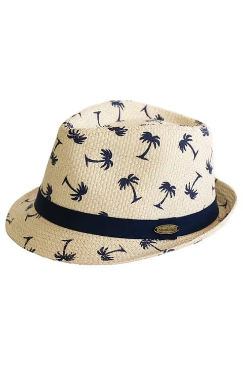 Sundaise Jordan Fedora Navy Palm Straw Hat 6-12 Years SH286 Splash Swimwear Hats 9347418010681