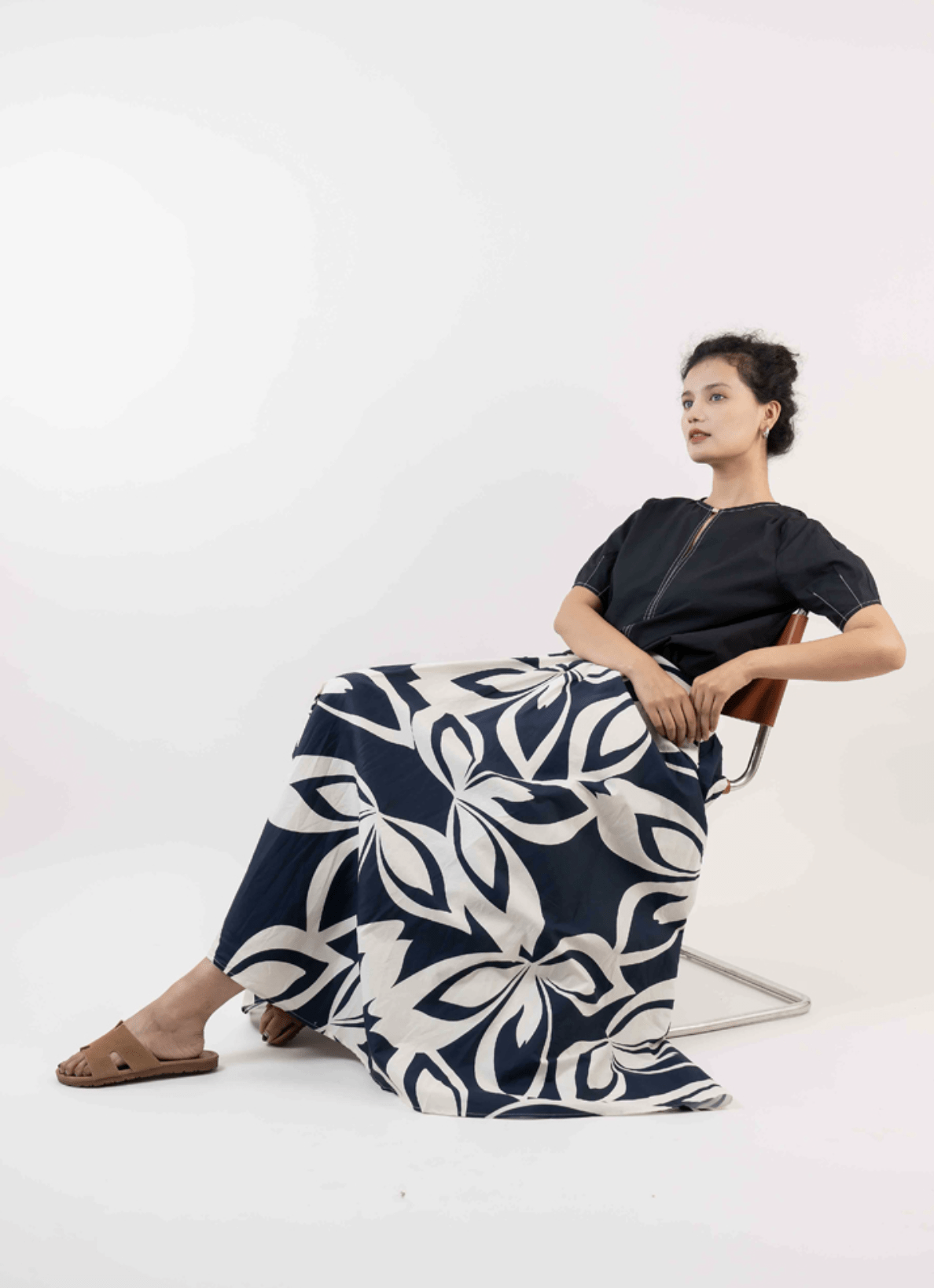 Sunny Girl Contrast Stitch Gold Detail Cotton Top - Navy Contrast Stitch Gold Detail Cotton Top - Navy Splash Swimwear