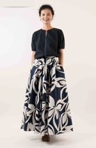 Sunny Girl Contrast Stitch Gold Detail Cotton Top - Navy Contrast Stitch Gold Detail Cotton Top - Navy Splash Swimwear