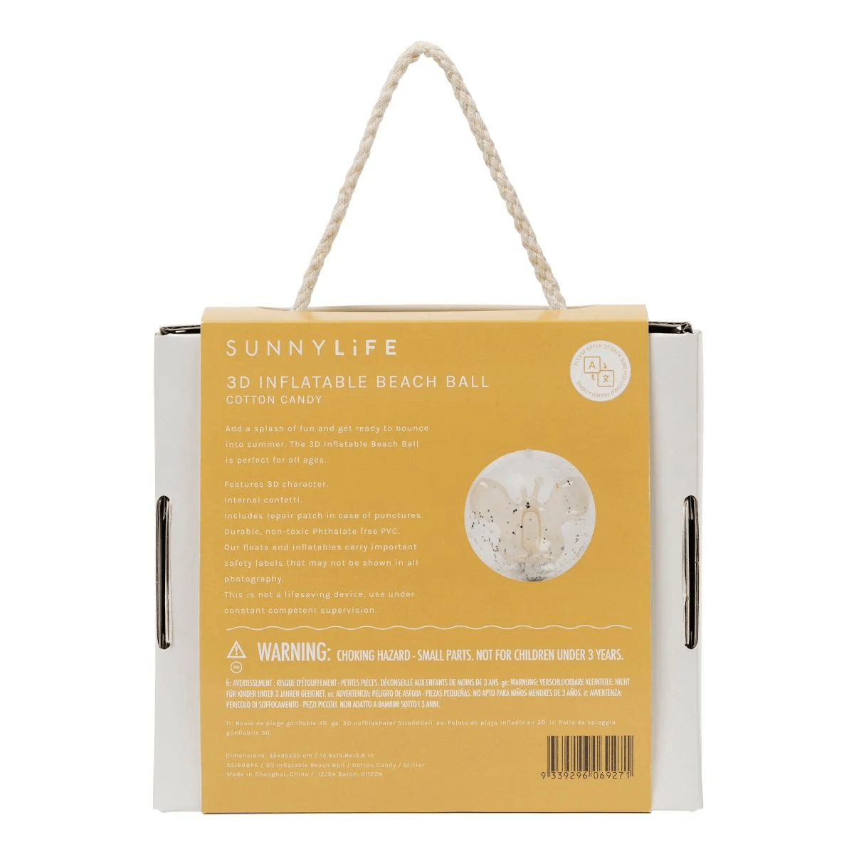 Sunnylife 3D Inflatable Beach Ball - Cotton Candy Glitter Sunnylife 3D Inflatable Beach Ball - Confetti Splash Swimwear Kids Accessories