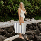 Sunnylife Beach Bags S41CARCB Carryall Beach Bag - The Resort Navy Stripe Sunnylife Carryall Beach Bag - The Resort Navy Stripe