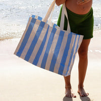 Sunnylife S41BBBLU Blue Carryall Beach Bag - The Vacay Olive Stripe Sunnylife Carryall Beach Bag - The Vacay Olive Stripe