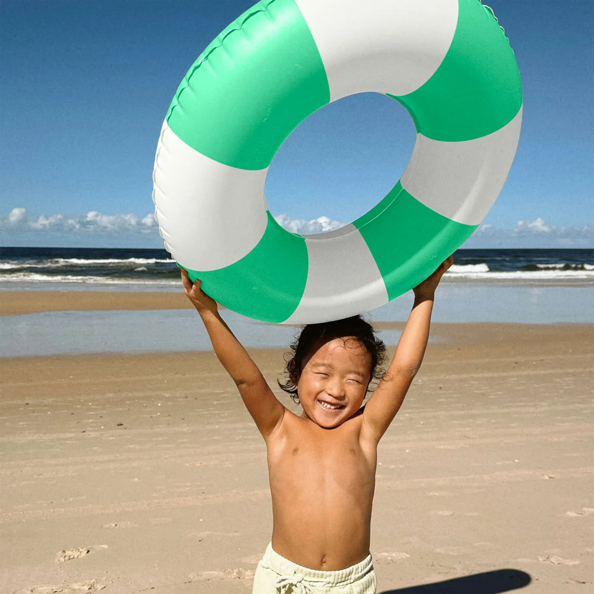 Sunnylife Mini Tube Pool Ring - Green Stripe S61MPRPG Slim Tube Pool Ring - Blush Pink Splash Swimwear Accessories 9339296072981