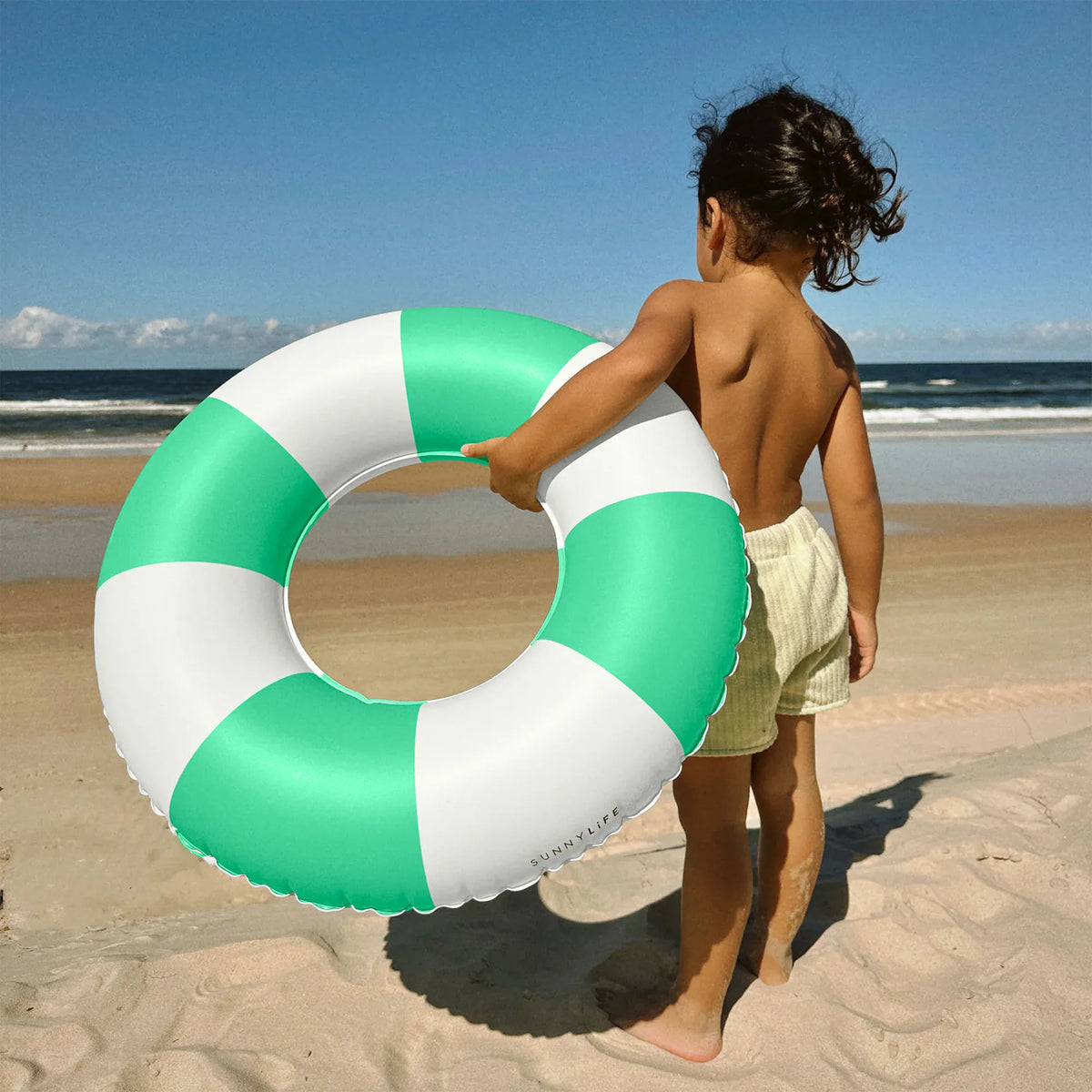 Sunnylife Mini Tube Pool Ring - Green Stripe S61MPRPG Slim Tube Pool Ring - Blush Pink Splash Swimwear Accessories 9339296072981