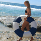 Sunnylife Slim Tube Pool Ring - Navy Stripe S51SPRNS Slim Tube Pool Ring - Navy Stripe Splash Swimwear