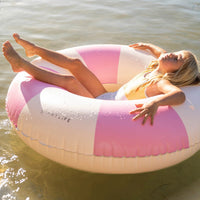 Sunnylife S41PRSEG Tube Pool Ring - Bubblegum Pink Stripe Sunnylife Luxe Tube Pool Ring - Strawberry Pink