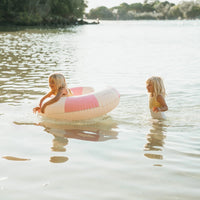 Sunnylife S41PRSEG Tube Pool Ring - Bubblegum Pink Stripe Sunnylife Luxe Tube Pool Ring - Strawberry Pink