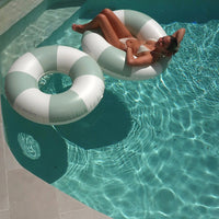 Sunnylife S41PRGRN Tube Pool Ring - The Vacay Soft Olive Stripe Sunnylife Tube Pool Ring - The Vacay Soft Olive Stripe