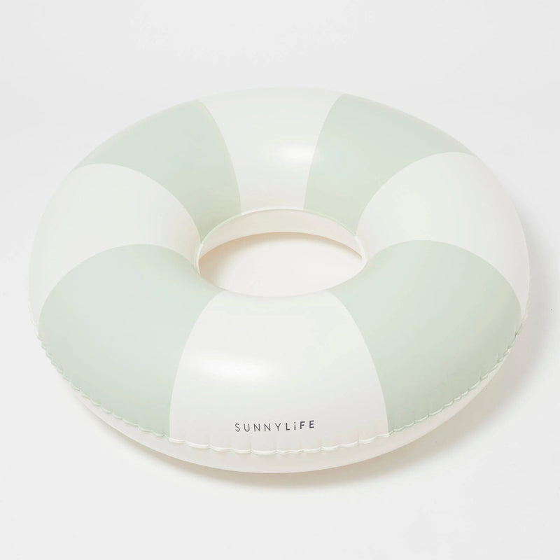 Sunnylife S41PRGRN Tube Pool Ring - The Vacay Soft Olive Stripe Sunnylife Tube Pool Ring - The Vacay Soft Olive Stripe