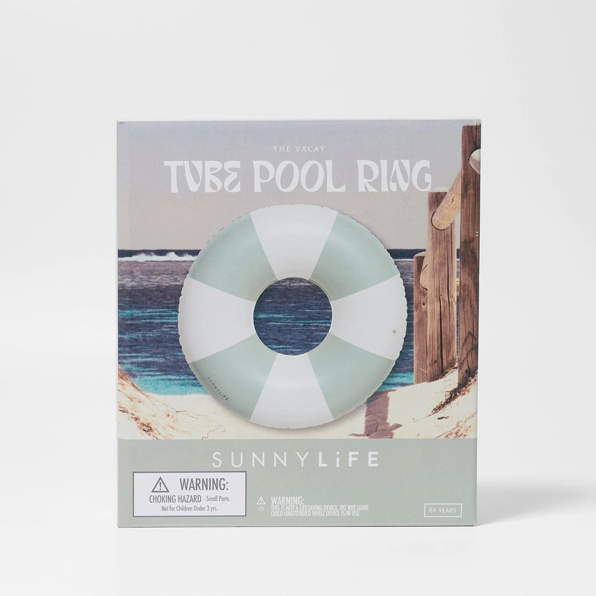 Sunnylife S41PRGRN Tube Pool Ring - The Vacay Soft Olive Stripe Sunnylife Tube Pool Ring - The Vacay Soft Olive Stripe