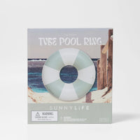 Sunnylife S41PRGRN Tube Pool Ring - The Vacay Soft Olive Stripe Sunnylife Tube Pool Ring - The Vacay Soft Olive Stripe