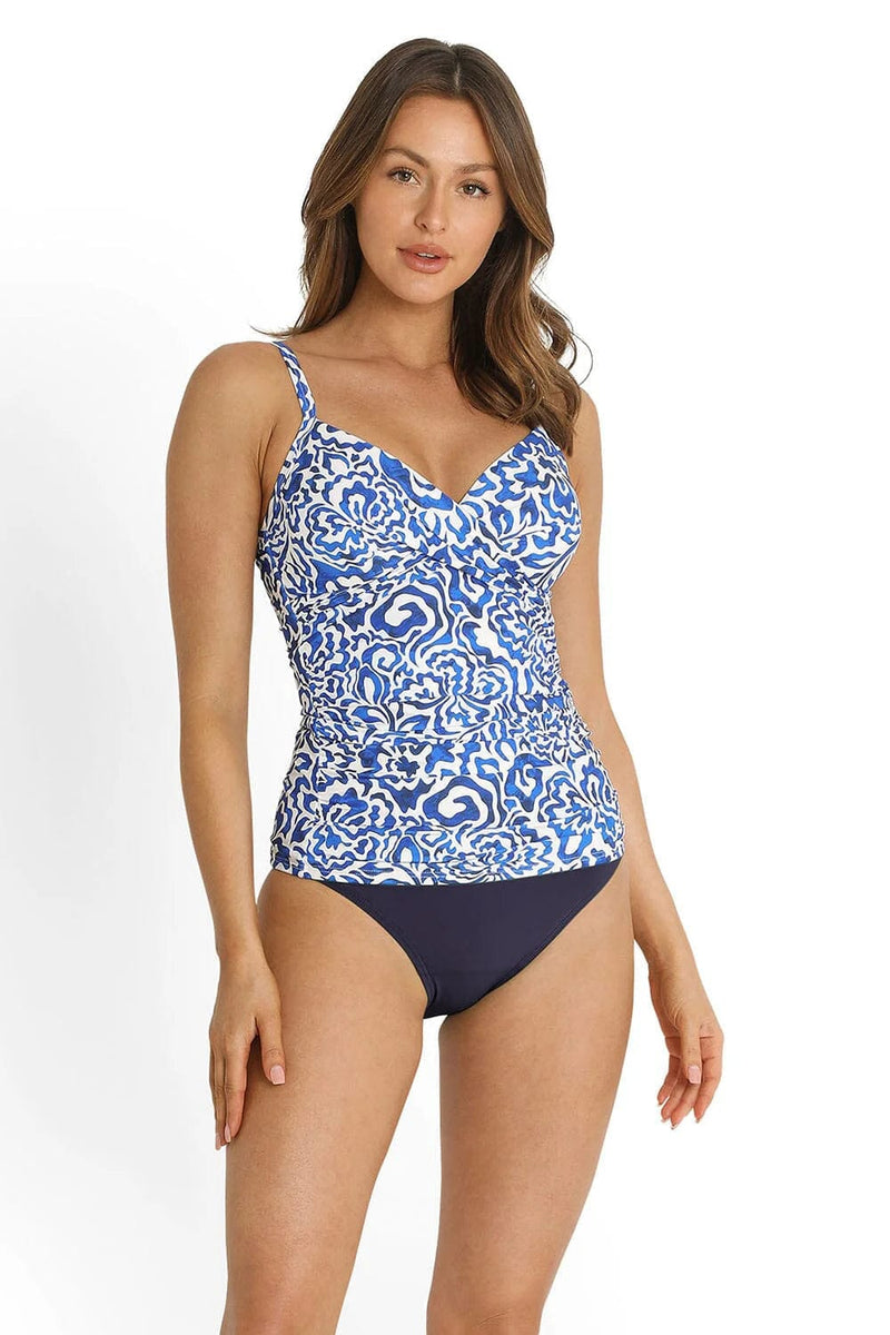 Sunseeker Swim Dress, Tankini & One Piece Corfu Twist Front Singlet - Blue Sunseeker Corfu Twist Front Singlet - Blue