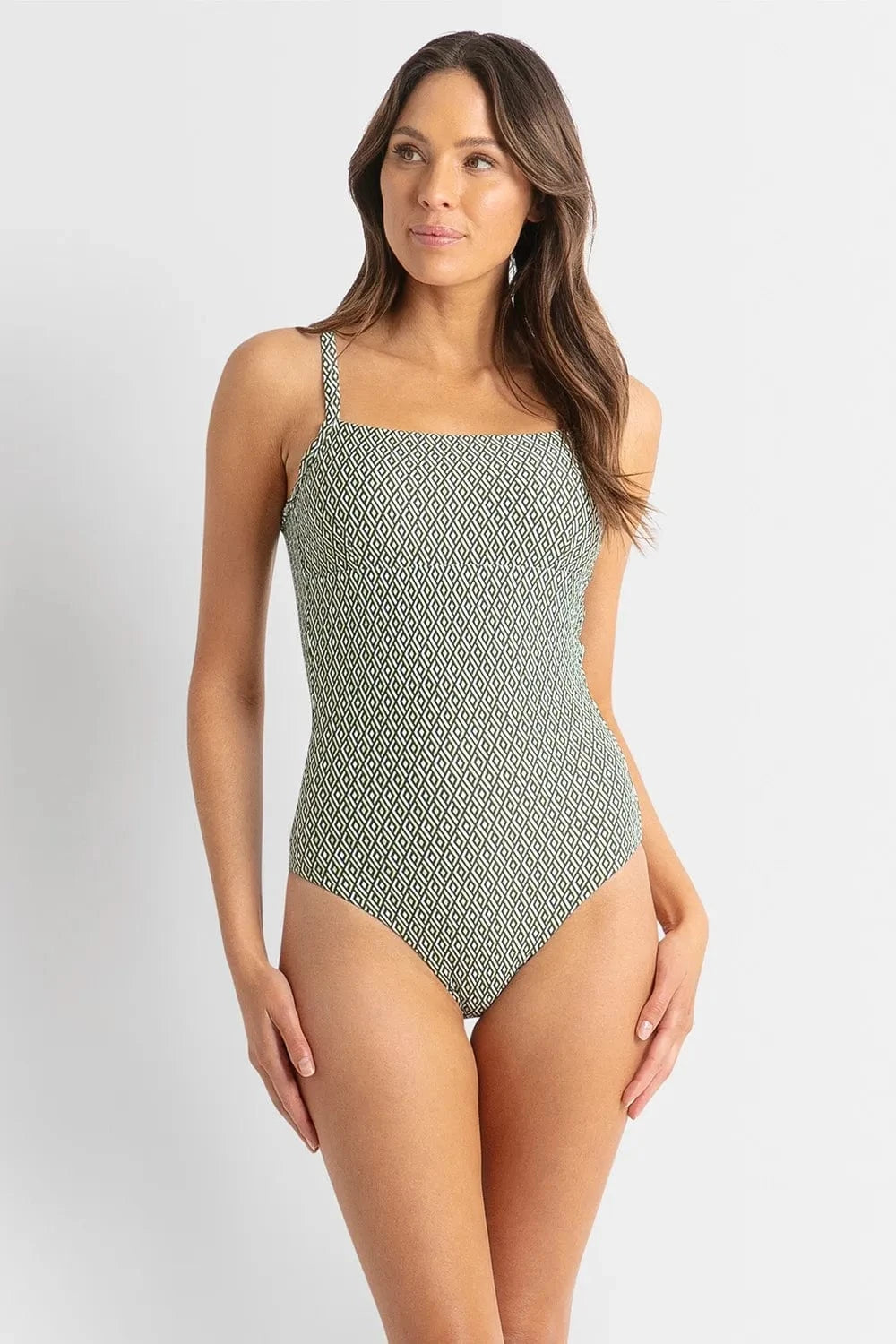 Sunseeker Ios Light Square Neck One Piece - Olive Ios Light Square Neck One Piece - Olive Splash Swimwear