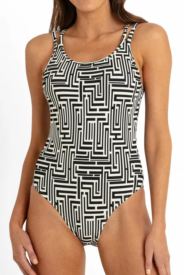 Sunseeker Maze Cheeky Double Strap One Piece - Black Sunseeker Maze Cheeky Double Strap One Piece - Black Splash Swimwear One Pieces