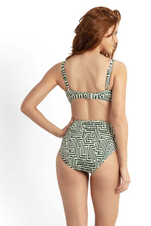 Sunseeker Maze High Rise Pant - Khaki SS31549 Sunseeker Maze Classic Pant - Khaki Splash Swimwear Bikini Bottoms AU12/ US8 9313513453807