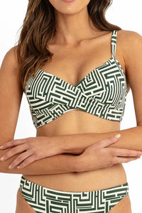 Sunseeker Maze Twist Front Bralette - Khaki Sunseeker Maze Twist Front Bralette - Khaki Splash Swimwear Bikini Tops