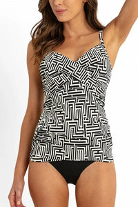 Sunseeker Maze Twist Front Singlet - Black Sunseeker Maze Twist Front Singlet - Black Splash Swimwear Singlet