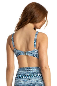 Sunseeker Set Byron Bay F/G Ruched Minimiser Bra & Mid Rise Pant Set - Ink Splash Swimwear Bikini Set 12 1000019770