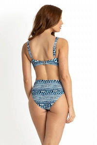 Sunseeker Set Byron Bay F/G Ruched Minimiser Bra & Mid Rise Pant Set - Ink Splash Swimwear Bikini Set 12 1000019770