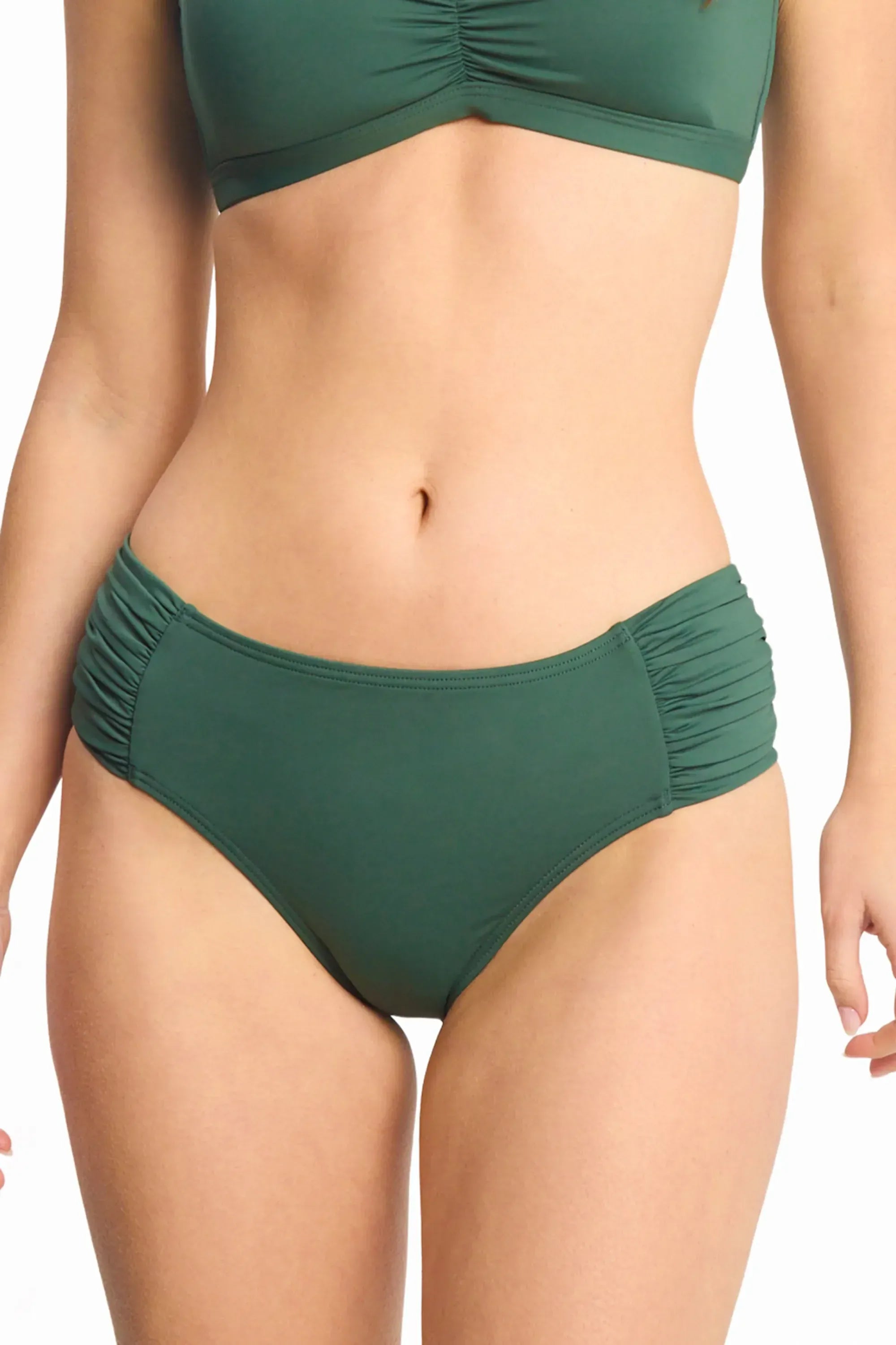 Sunseeker Sunseeker Basix Gathered Mid Rise Pant SS30666 Sunseeker Basix Gathered Mid Rise Pant Splash Swimwear Bikini Bottoms Seaweed / 8