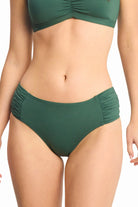 Sunseeker Sunseeker Basix Gathered Mid Rise Pant SS30666 Sunseeker Basix Gathered Mid Rise Pant Splash Swimwear Bikini Bottoms Seaweed / 8