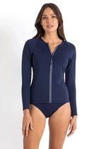 Sunseeker Sunseeker Basix Zip Front Rashie SS90817 Sunseeker Basix Zip Front Rashie Splash Swimwear Rashies & Sunsuits Ink / AU8/US4 9321762970525