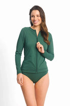 Sunseeker Sunseeker Basix Zip Front Rashie - Seaweed Sunseeker Basix Zip Front Rashie - Seaweed Splash Swimwear