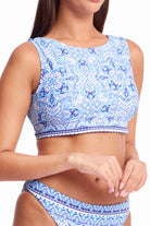 Sunseeker Sunseeker Cowboy Mastectomy Crop - Blue Sunseeker Cowboy Mastectomy Crop - Blue Splash Swimwear Bikini Tops