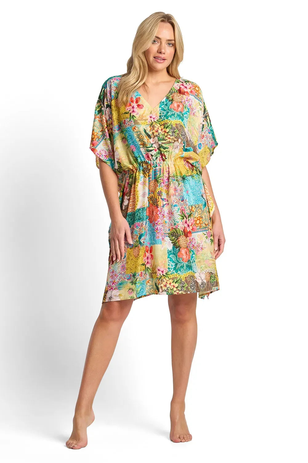 Sunseeker Sunseeker Papaya Vee Mini Kaftan - Multi Sunseeker Papaya Vee Mini Kaftan - Multi Splash Swimwear